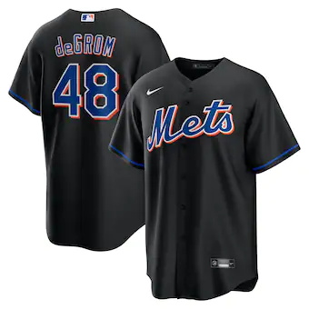 mens nike jacob degrom black new york mets 2022 alternate r